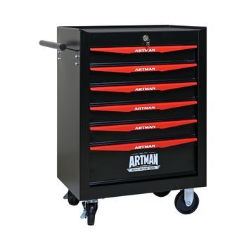 Carro De Herramientas - Organizador Para Taller - Acero - Negro Y Rojo (60x33x77.5cm)
