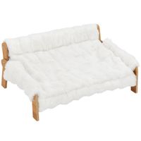 pawhut cama elevada para perros y gatos de peluche con funda extraible patas antideslizantes estilo sofa blanco   aosom espana