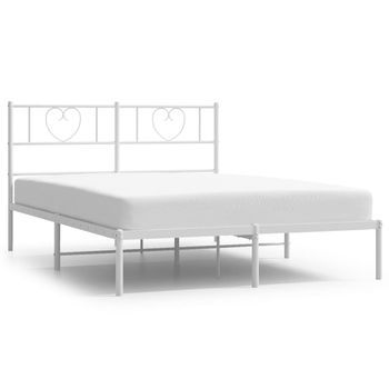 Estructura Cama Sin Colchón Con Cabecero Metal Blanco 140x190cm Vidaxl