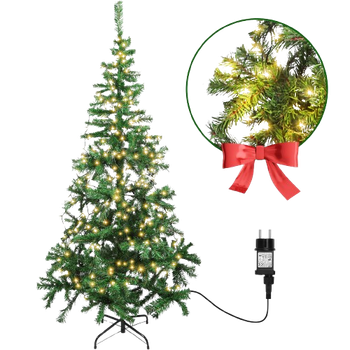 Aigostar 120 CM Árbol de Navidad Artificial,con Cadena de luces LED de 8 M,100 LED Blanco cálido,8 Modos de Iluminación,140 Ramas,Color Verde,Incluye Soporte de Meta