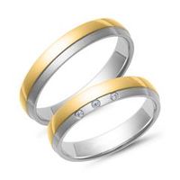 alianzas oro amarillo y blanco con diamantes ancho 4 mm