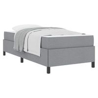 cama individual  cama para adulto  cama tipo box spring gris claro 80 x 200 cm tela
