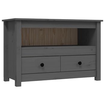 Mueble Tv | Mueble De Salón | Armario Tv De Madera Maciza De Pino Gris 79x35x52 Cm