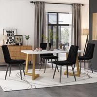 conjunto mesa y 4 sillas - mueble de comedor - mdf y metal - blanco y negro 117x68x75cm
