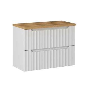 Mueble bajo lavabo 80cm 2 cajones paneles de melamina y mdf blanco