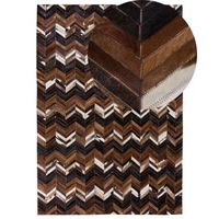 alfombra de piel de vaca marron 160 x 230 cm patchwork zig zag rectangular balat