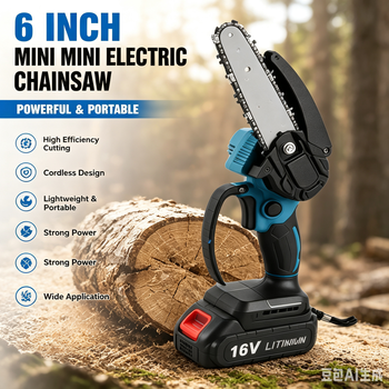 Mini Motosierra Eléctrica Portátil de 6 Pulgadas, Cortadora de Madera Inalámbrica de Alta Eficiencia Compatible con Baterías de Litio de 18V para Jardinería y Tala