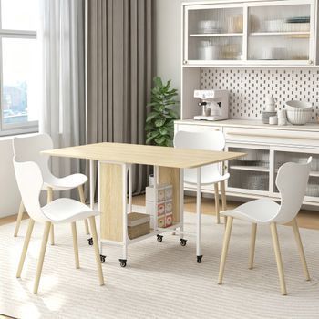 Mesa Plegable De Comedor De Melamina Homcom 130x80x74 Cm Natural