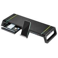 elevador monitor ewent plegable rgb con hub usb cajon y soporte movil