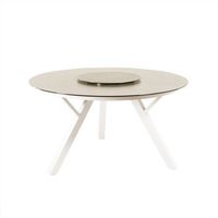 mesa de centro de exterior resistente al agua aluminio y cristal color crema 150x150x72