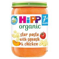 hipp organic star pasta with squash  chicken jar 7 months