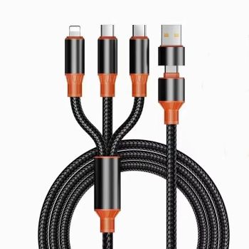 Cable USB-A/Type-C a Type-C/iP/Micro USB de 6A 100W Carga Rápida Transmisión de Datos Núcleo de Cobre Línea de 1.2M de L