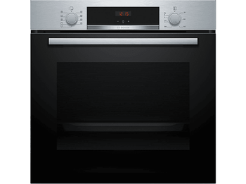 Horno - Bosch HBA514ES3, Serie 4, Multifunción, Limpieza por agua, 71 l, HotAir 3D, Mandos ocultables, 60 cm, inox