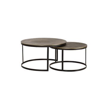 Mesa De Café Tapa De Bronce Y Patas De Metal Dorado