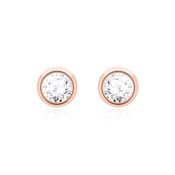 Pendientes de mujer con diamantes en oro rosa 14 quilates