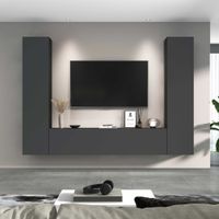conjunto de muebles tv de 260 cm efecto madera color antracita mate