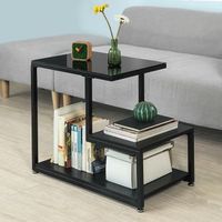 mesa auxiliar con 3 estantes para salon negro