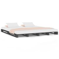 cama de palets madera maciza de pino gris 120x200 cm vidaxl