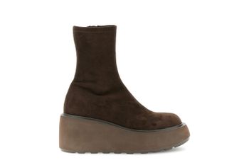 botines de cuña de tejido elástico dark brown 40