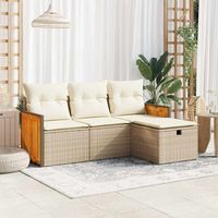 juego de sofas jardin con cojines 4 uds  juego de muebles de jardin ratan sintetico beige cfw37614