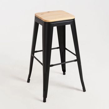 Dudeco Taburete Leeds Madera Negro Mate