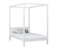 cama individual de madera con dosel n02 blanco