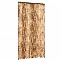 cortina antimoscas chenilla ocre y blanco 100x200 cm