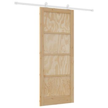 Puerta Corredera Natural Y Blanco 86 X 211 Cm Vidaxl