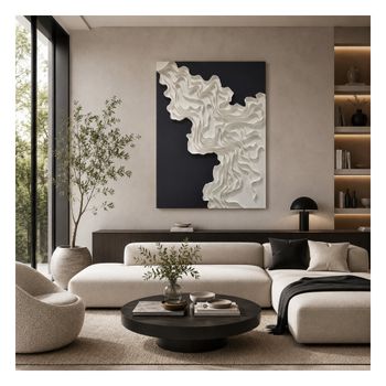 Cuadro lienzo moderno 3d azul y blanco 100x5x140 cm