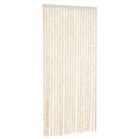 cortina antimoscas chenilla beige y blanco 90x220 cm