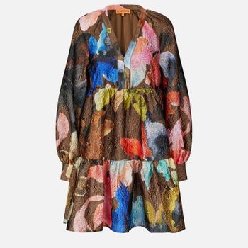 Stine Goya Tier Voluminous Cloqué Satin Mini Dress - XL