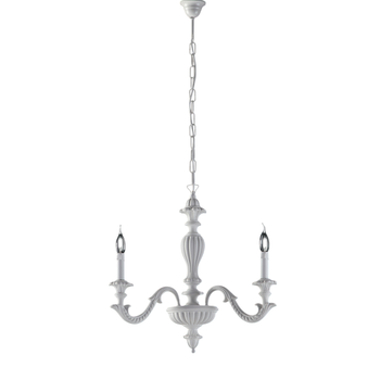 Lámpara De Araña Leonardo Shabby De Madera Blanca, 3 Luces, 117 Cm, Ø43 Cm, Bl180-3-bco