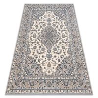 alfombra de lana nain ornamento marco 733551635 beige  azul 120x170 cm