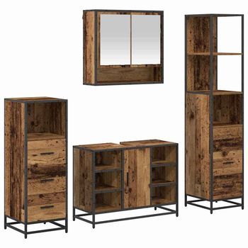 Juego De Muebles De Baño 4 Uds. Madera Vieja 80 X 33 X 60 Cm Vidaxl