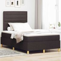 vidaxl cama tipo box spring marron oscuro 120 x 200 cm tela