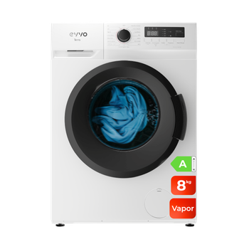 Lavadora 8 kg clase A carga frontal EVVO Terra 8, 1350 rpm, Motor Inverter, 15 programas, Lavado Rápido 15', Vapor