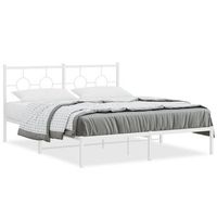 cama matrimonial  cama para adultos  estructura de cama de metal con cabecero blanca 150x200 cm