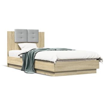 Cama Para Adulto | Cama Individual | Cama Con Cabecero Madera De Ingeniería Roble Sonoma 75x190 Cm