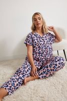 yours pijama algodon de botones rosa leopardo