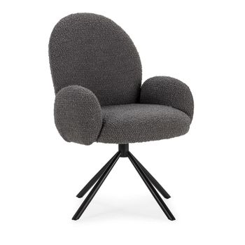 Silla de oficina de tela rizada y metal - gris oscuro