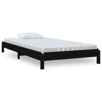 cama apilable de madera pino maciza negro 75x190 cm