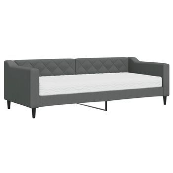 Cama Para Adulto | Cama Individual | Sofá Cama Con Colchón Tela Gris Oscuro 80x200 Cm