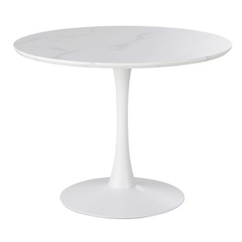 Mesa de comedor redonda efecto mármol blanco Ø100 cm