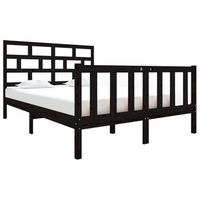 estructura de cama doble sin colchon madera maciza pino negro vidaxl