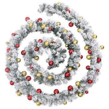 Guirnalda De Navidad Con Bolas Y Luces Led Pvc Verde 10 M