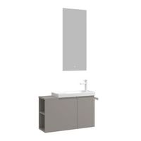 conjunto de mueble con lavabo y espejo 2 piezas  - 80 x 22 x 45 cm - matte mink
