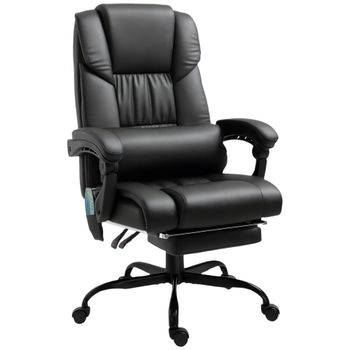 Vinsetto Silla de Oficina con Masaje de 6 Puntos Respaldo Alto Reclinable Altura Ajustable Reposapiés y Mando a Distancia Negro