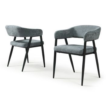 Juego De 2 Sillas De Comedor Kohlmand Tela Acero 77x59x55cm Gris Oscuro [en.casa]
