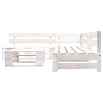Conjunto De Muebles De Jardín De Palets 4 Uds | Mesa Y Sillas Madera Blanco