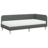 cama individual  cama para adulto  estructura de cama en esquina gris oscuro 90 x 190 cm tela